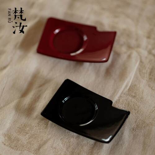 梵汝 日式粗陶杯垫新中式复古方形杯托家用功夫茶具茶托茶道配件