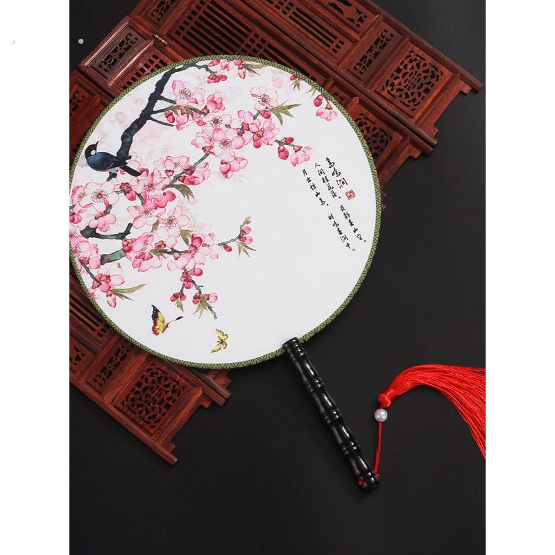 双面团扇中国风扇子古典汉服古风圆扇宫廷扇旗袍走秀舞蹈扇可