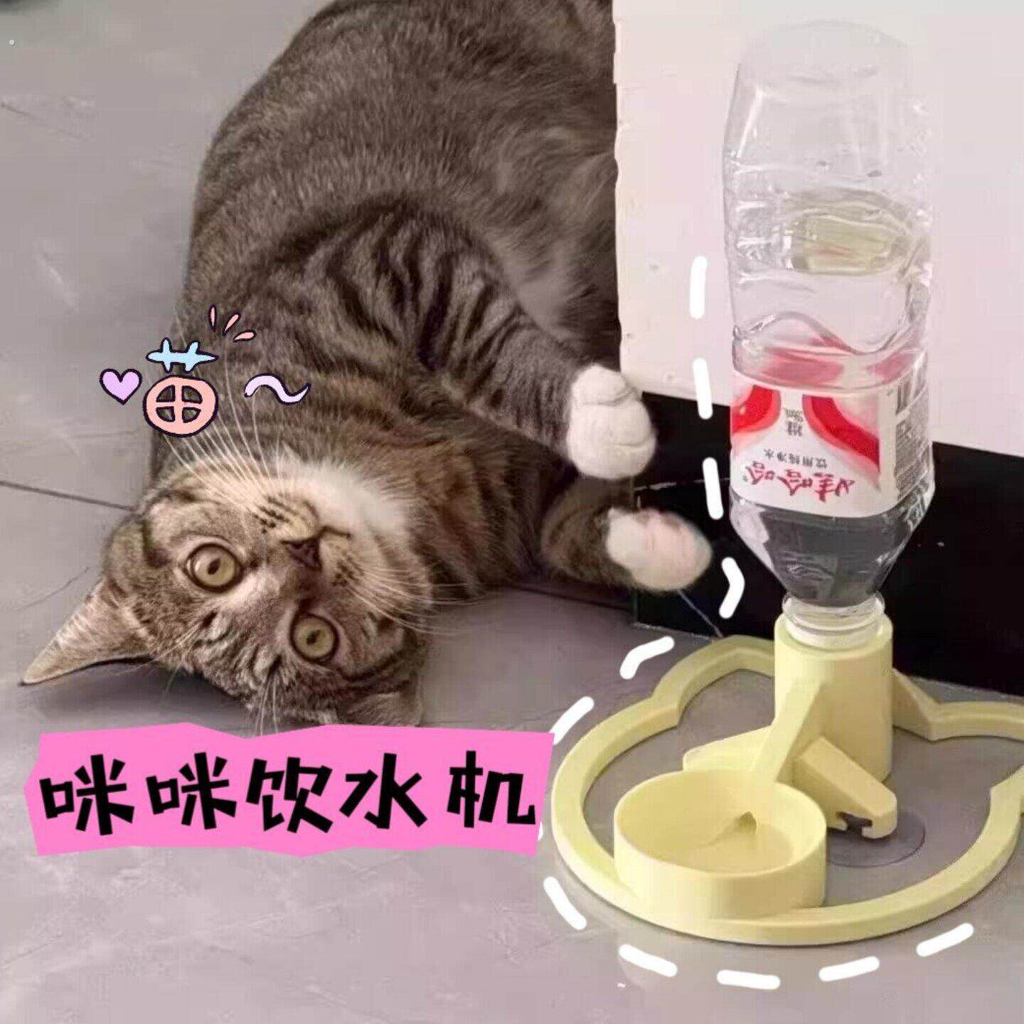 吸盘式猫饮水机自动循环出水矿泉水瓶通用猫咪水碗不插电流水碗