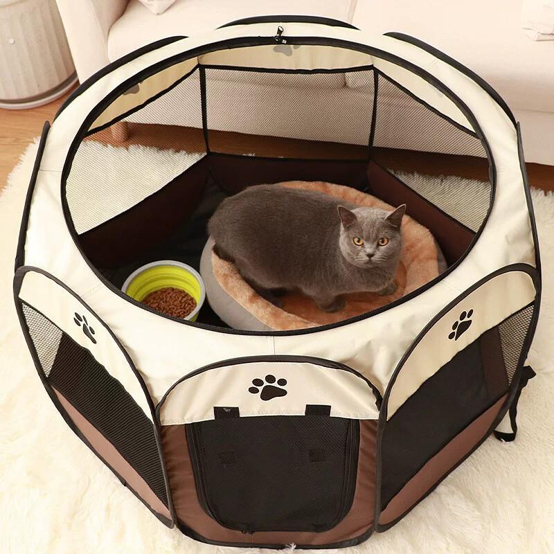 宠物帐篷八角笼围栏猫笼子可折叠猫笼超大家用猫窝四季通用猫产房