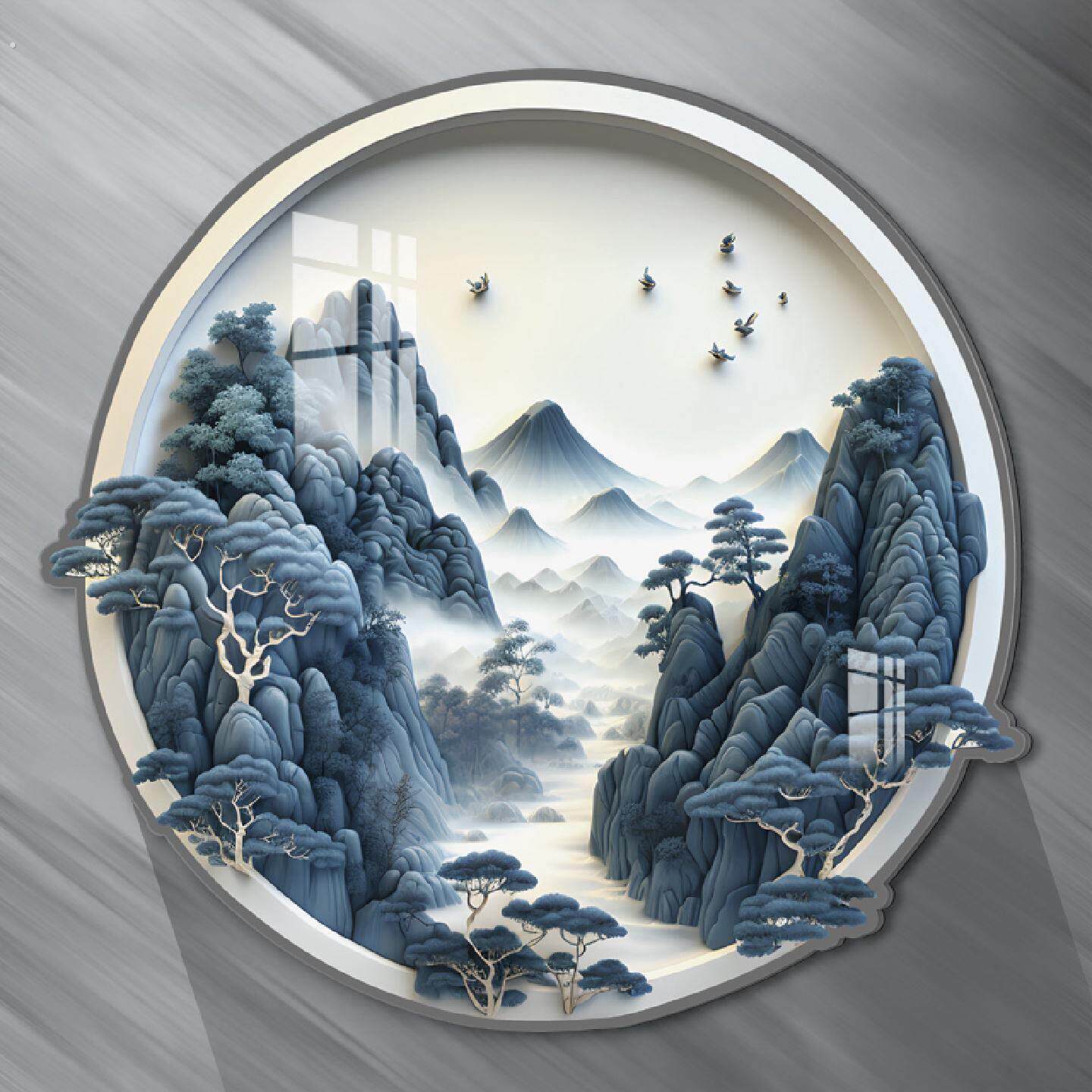 圆形遮瑕装饰画亚克力立体客厅墙洞遮挡美化涂鸦防脏遮丑装饰墙贴
