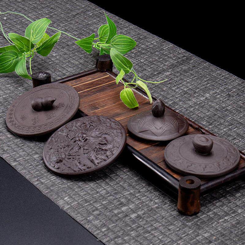 紫砂自动茶具石磨泡茶壶盖子陶瓷三才盖碗单盖茶具配件泡茶盖子