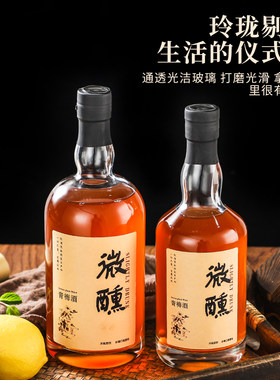 新款伏特加一斤瓶装玻璃酒瓶空瓶子自酿白酒果酒瓶密封分装泡酒瓶