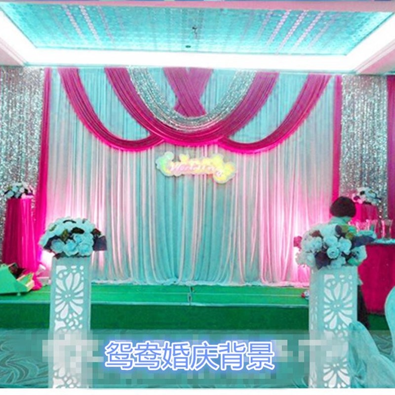 新款婚庆道具婚庆背景纱幔布置婚礼舞台布置沙幔婚庆布幔装饰用品