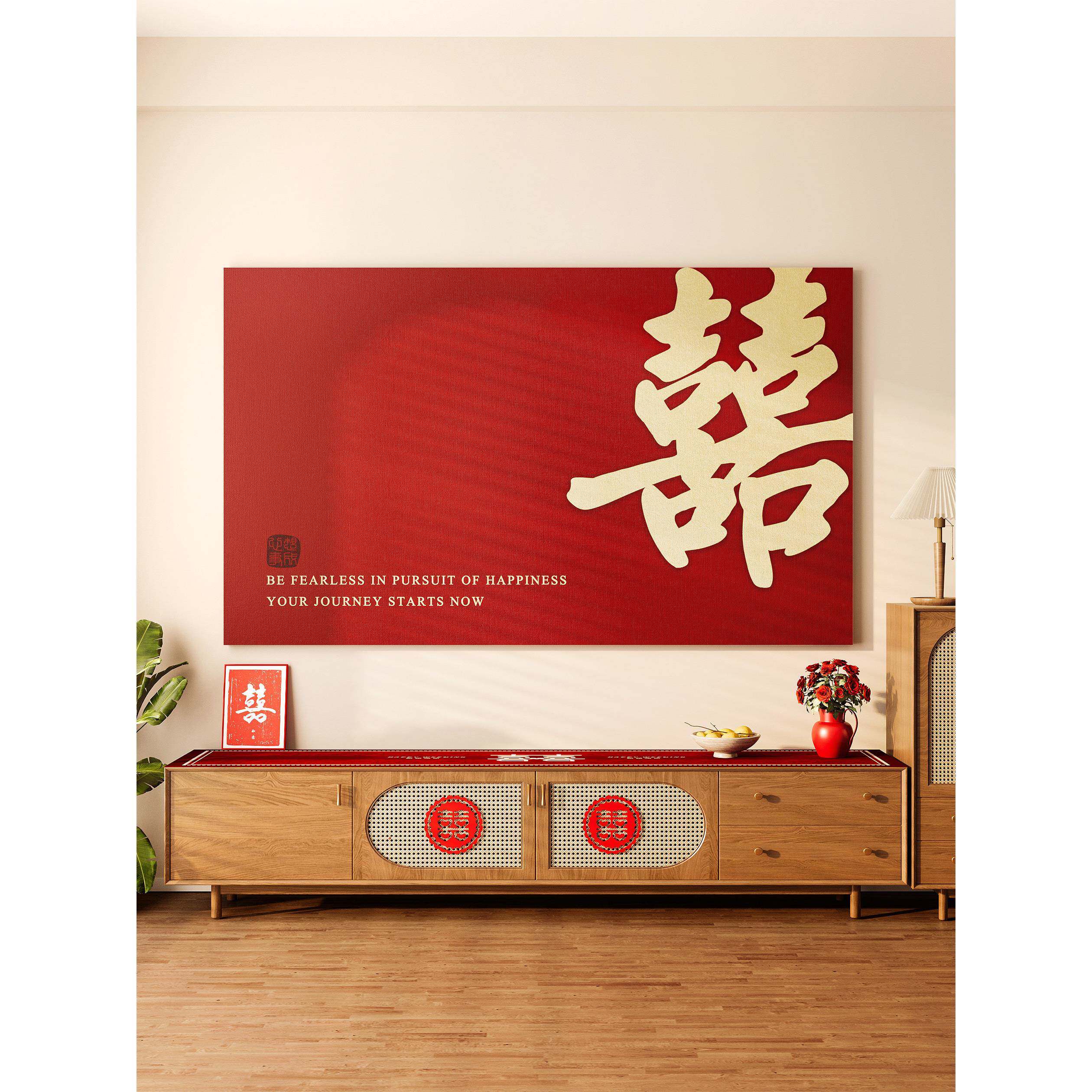 结婚电视机遮盖布2026新款红色喜庆婚房装饰布电视机盖巾防尘罩套