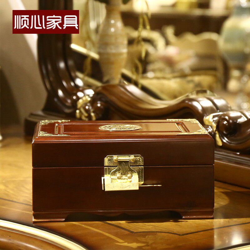 顺心家具香樟木箱仿古首饰盒珠宝首饰收纳箱实木结婚礼品箱带内饰