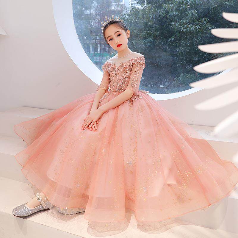 女童晚礼服儿童公主裙小孩花童婚纱宝宝生日主持人钢琴演出服轻奢