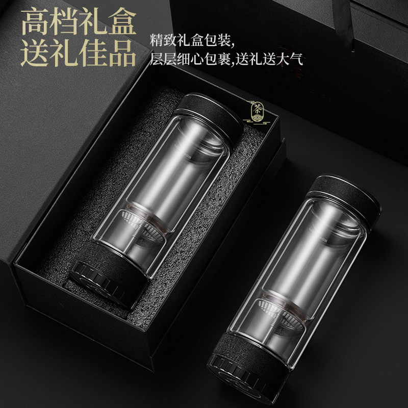 泡茶杯茶水分离男士专用个人高档品茗杯办公室喝茶过滤玻璃水杯子