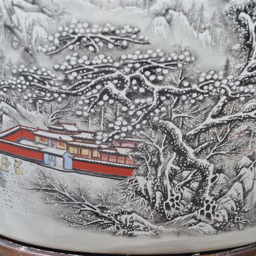 陶瓷鱼缸包邮特大号景德镇创意金鱼缸乌龟缸白色雪景睡莲碗莲鱼缸
