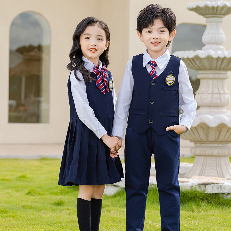 幼儿园毕业照服装英伦风新春秋男童礼服女童连衣裙合唱演出服班服