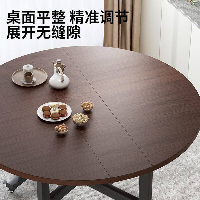 大圆桌家用10人饭桌酒店餐桌带转盘饭店小户型折叠圆桌三折式餐桌