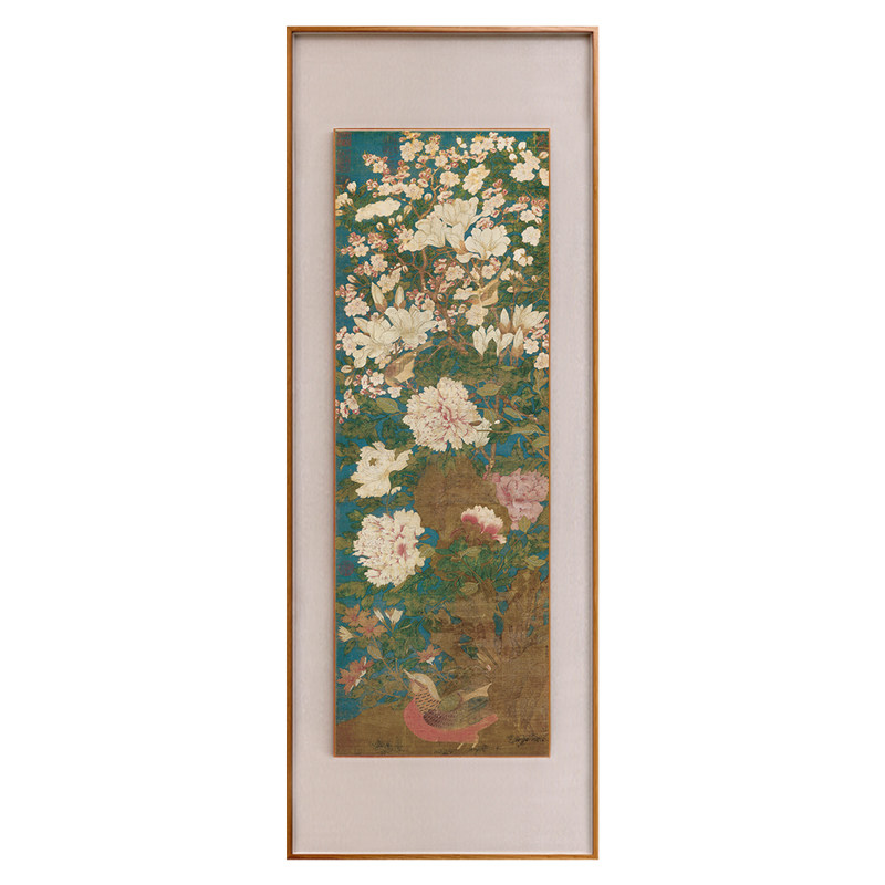 玉堂富贵图玄关装饰画 实木框中式客厅走道书房挂画 可客制化