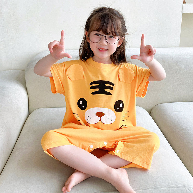 宝宝睡袋婴儿夏季薄款短袖儿童分腿防踢被男童女童纯棉按扣空调服