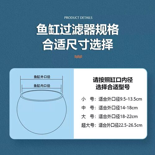 圆形鱼缸过滤器增氧三合一小型过滤盒陶瓷缸滴流盒鱼盆圆柱瀑布