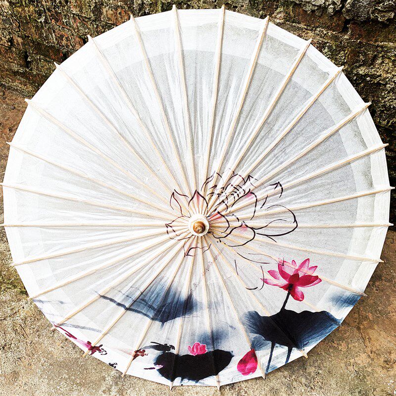 泸州古典油纸伞防雨防晒古代雨伞古装伞白色樱花 舞蹈道具伞