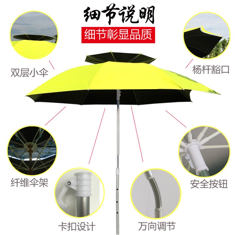 戴威营钓鱼伞黑胶2.4米双层万向防雨防晒大钓伞户外遮阳垂钓伞