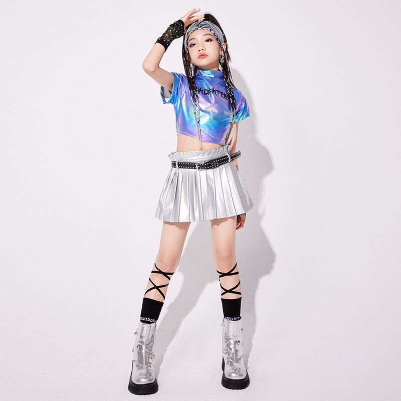 爵士舞服装女童潮酷幻彩jazz套装儿童舞台走秀少儿爵士舞演出服装
