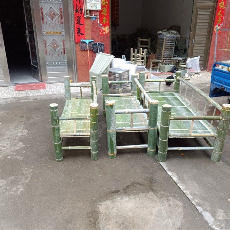 纯手工竹床竹罗汉床竹躺椅竹椅子靠背椅名宿凉床竹子床农庄椅小椅