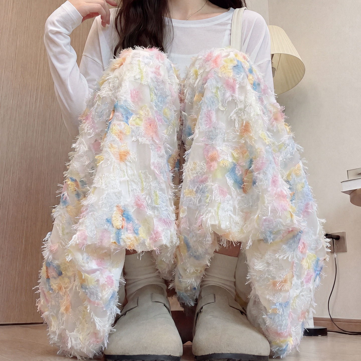 碎花蕾丝花苞裙裤女2026新款夏季薄款直筒宽松灯笼垂感休闲阔腿裤