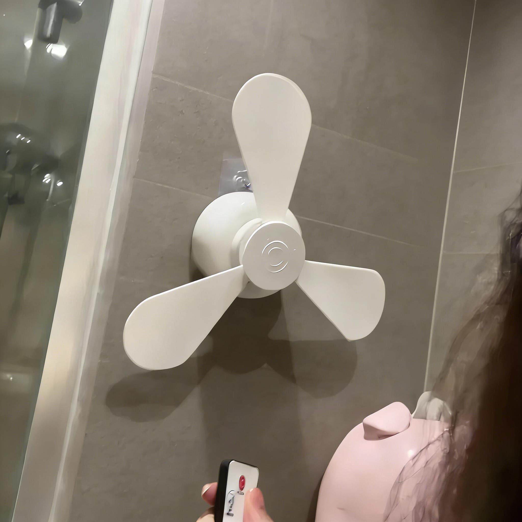 厕所搭子!壁挂风扇免打孔夜灯静音吊扇宿舍强风挂式可携式迷你风