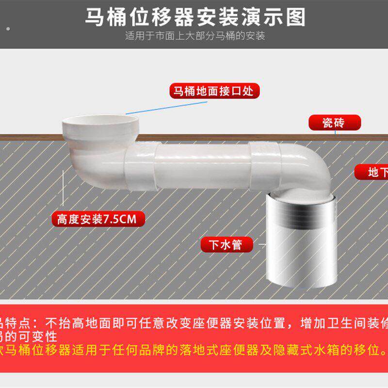 第三代防堵塞渠道形马桶移位器座便移位器卫生间移位器扁管移位器