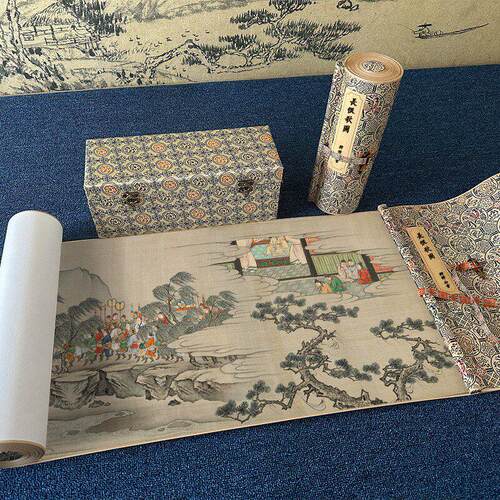狩野山雪 长恨歌图卷人物画长卷装裱卷轴高清微喷复制装饰画临摹