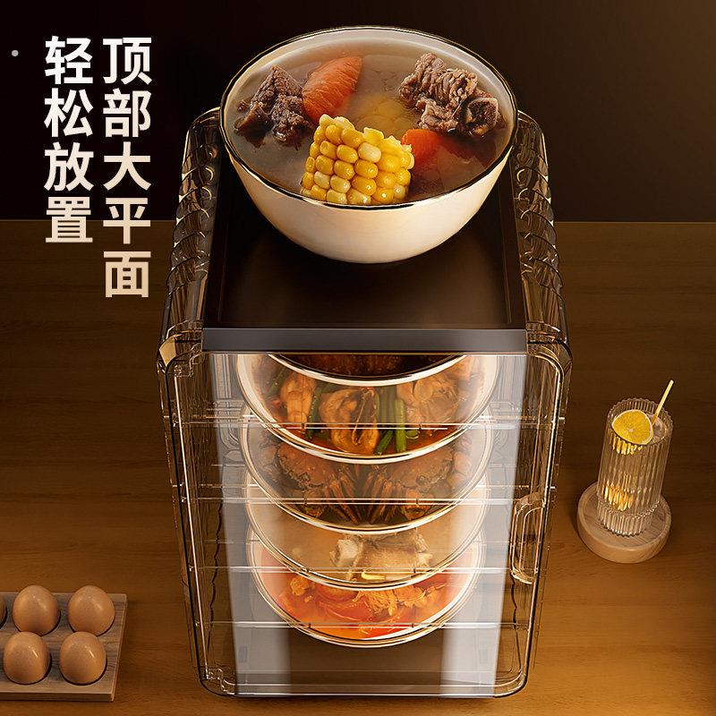 厨房置物架放剩菜保温多层收纳架子收菜盘剩饭装菜柜神器用品家用