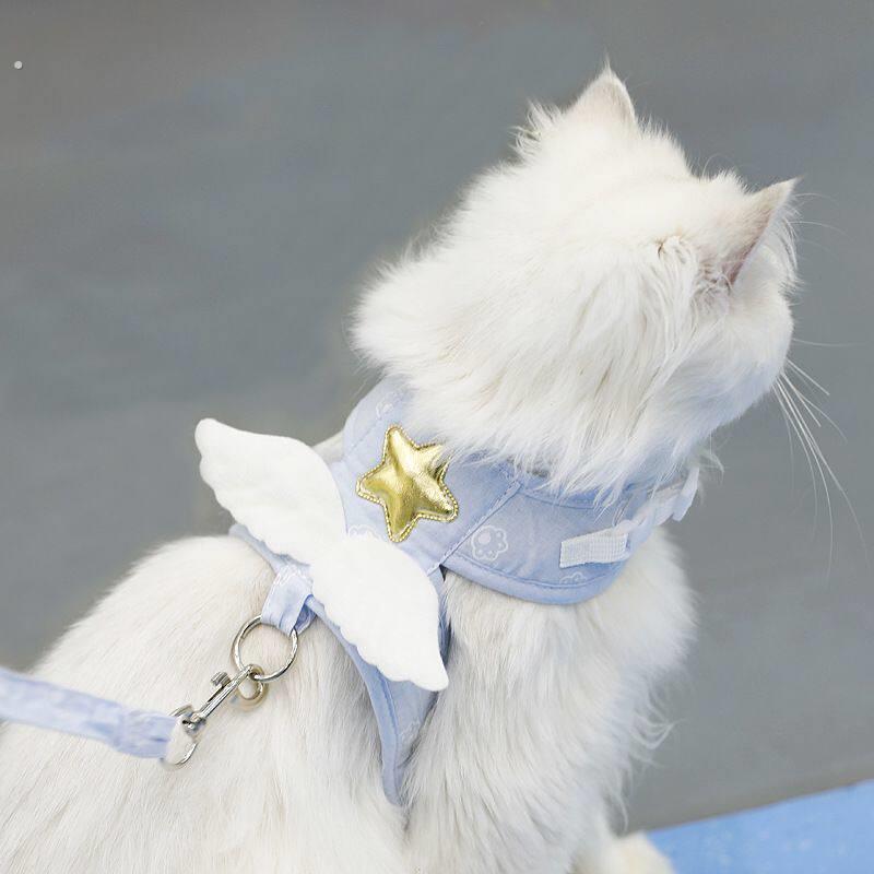 2025新款小狗牵引绳天使翅膀猫咪牵引绳背心式牵引带狗狗幼猫外出
