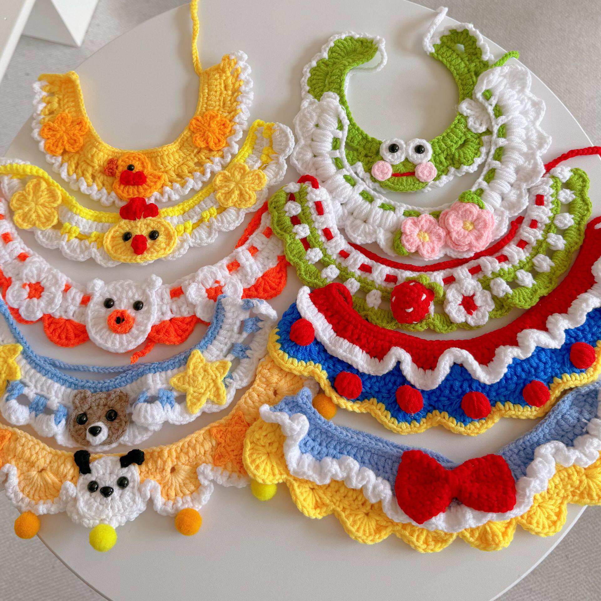 宠物手工编织项圈可爱猫咪针织项链幼猫脖圈小型犬狗狗围脖装饰品