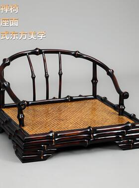 筇竹禅椅中式打坐椅修椅大漆竹编矮圈椅阳台榻榻米靠背主人椅茶椅