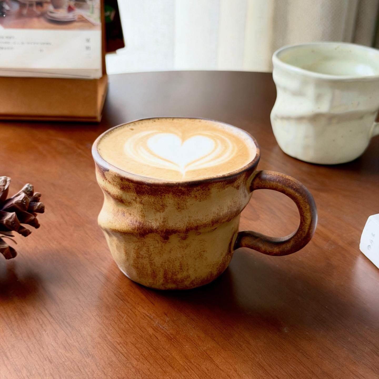 复古咖啡杯 日式手作粗陶杯子陶瓷马克杯特别好看的拿铁杯高颜值