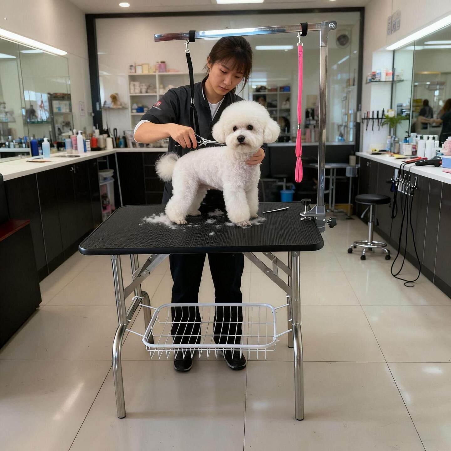 宠物美容桌洗猫狗台用洗澡剪毛修毛不锈钢便携可折叠桌美容台