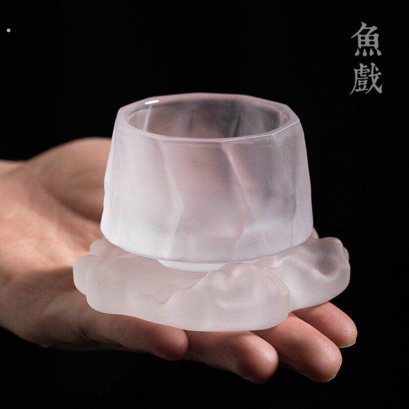 玻璃茶杯主人杯品茗杯个人单杯耐热透明日式功夫茶具杯垫套装杯子