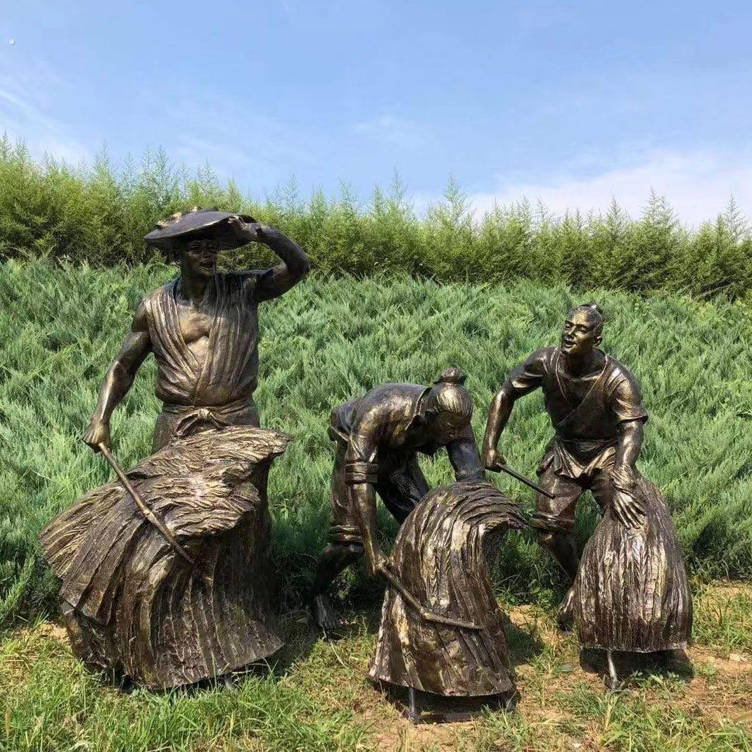 玻璃纤维雕像人物农耕拉文化犁农耕铸铜雕塑装饰景观广场牛公园