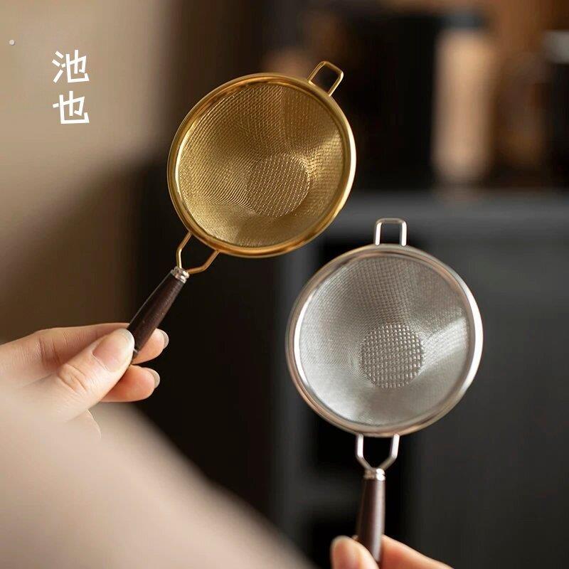 池也精密双层茶漏网黑檀木茶滤零配滤茶器过滤器功夫茶茶道零配件