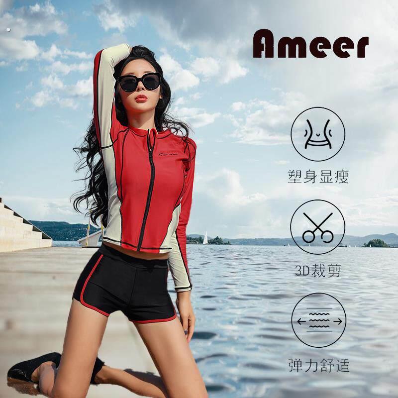 女分体潜水服游泳衣浮潜服防晒长袖速干温泉保守显瘦韩式水母衣