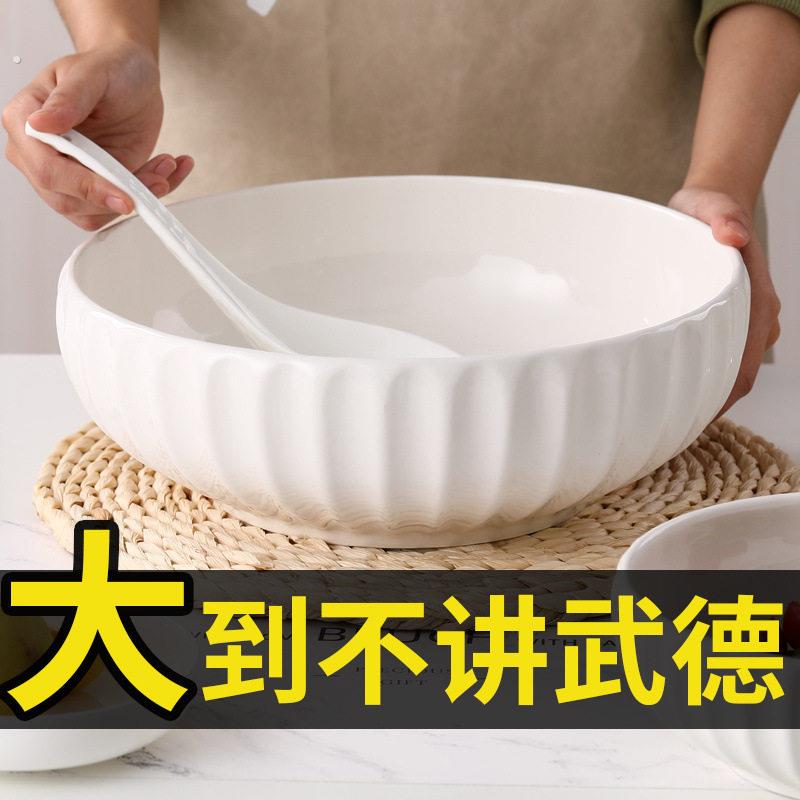 陶瓷盆家用厨房老式瓷和面盆揉面盆带盖子盆子发面大瓷大号陶活面