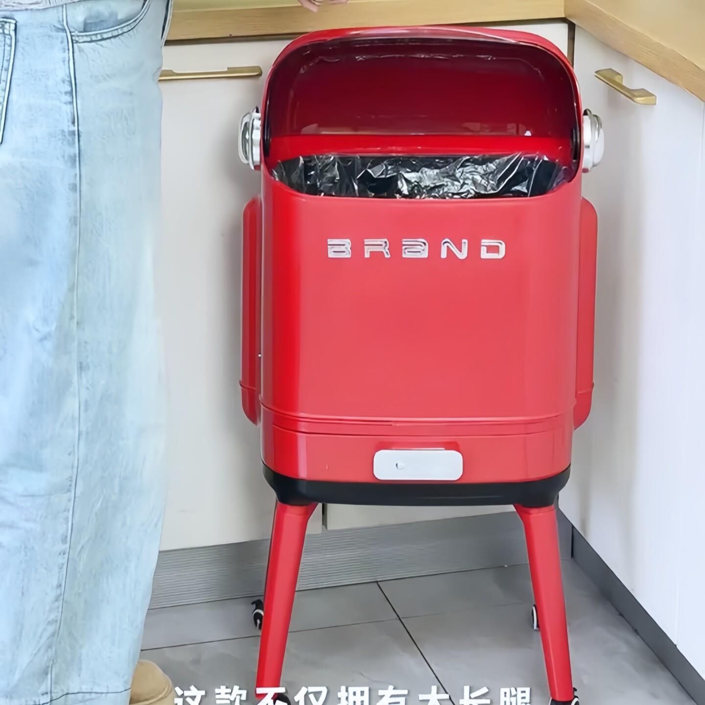 高颜值高脚垃圾桶家用厨房可移动带抽屉加厚大容量免弯腰翻盖防臭