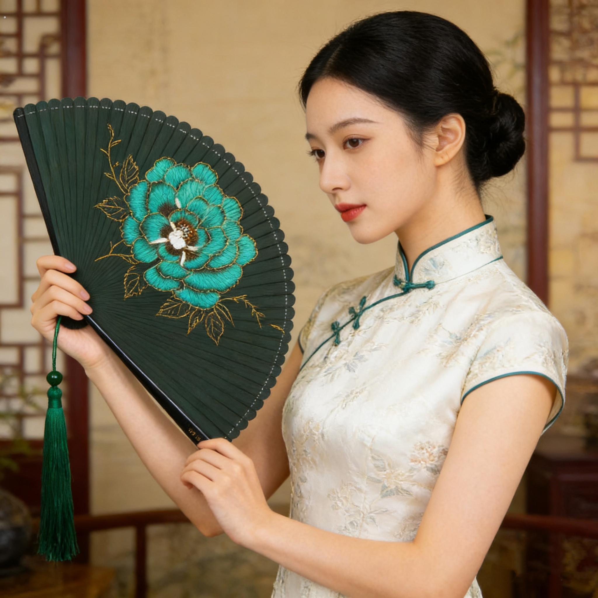 全竹扇中国风女式小扇子古风夏天随时携带折扇汉服跳舞扇高档礼品