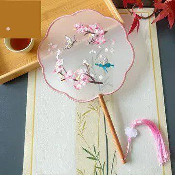 【粉色合集】古风扇子团扇舞蹈专用扇苏绣双面刺绣扇汉服旗袍走秀图片