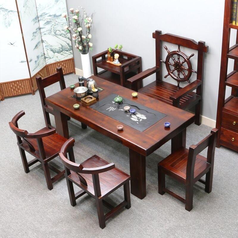 老船木茶桌椅组合茶台实木茶桌茶具套组一体办公室泡茶大桌子家用