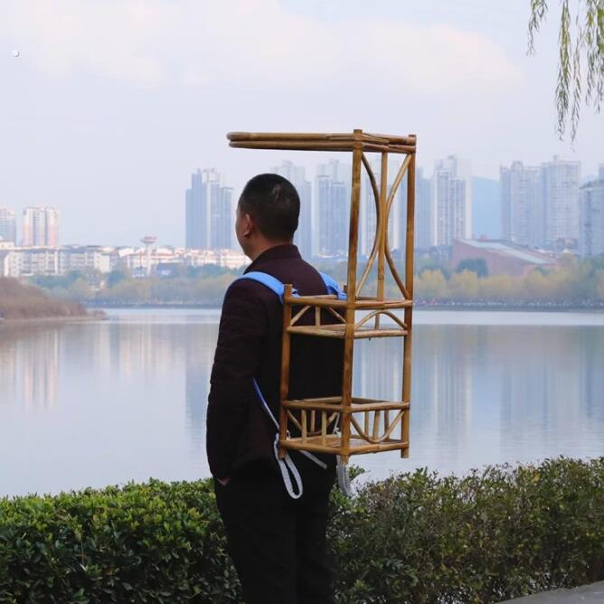 背篓背小孩宁采臣同款古代书生多功能居士网红古风背篓卖货郎摆摊