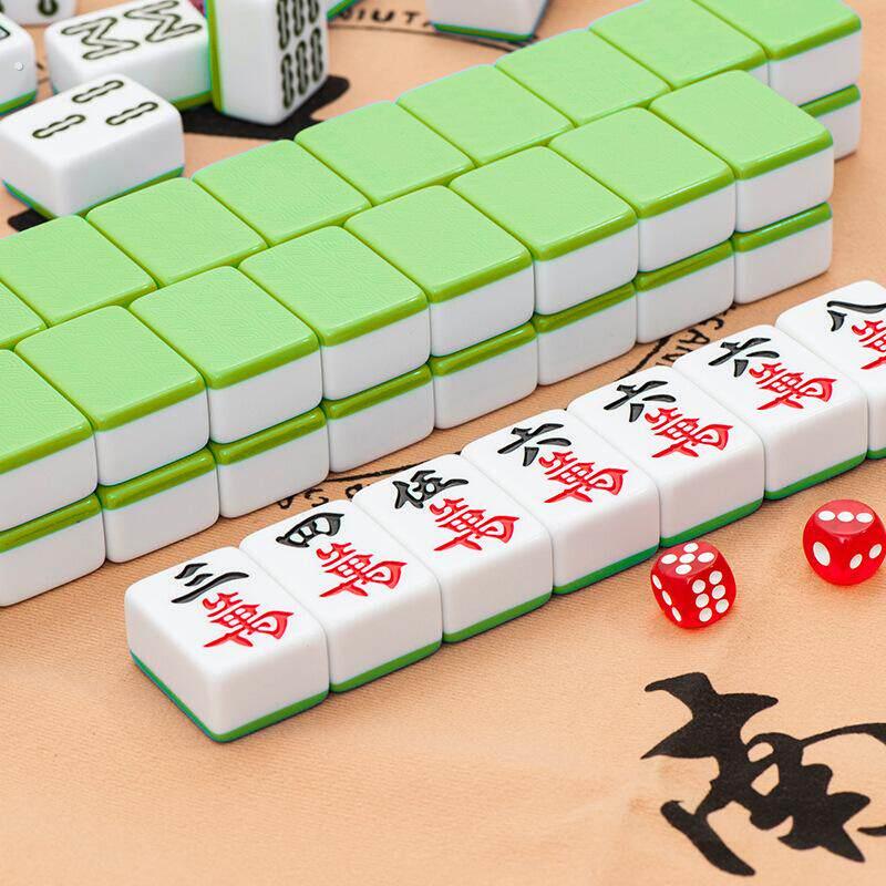 麻将牌家用手搓麻雀大号四川玉石高颜值红中精品带盒中号108张