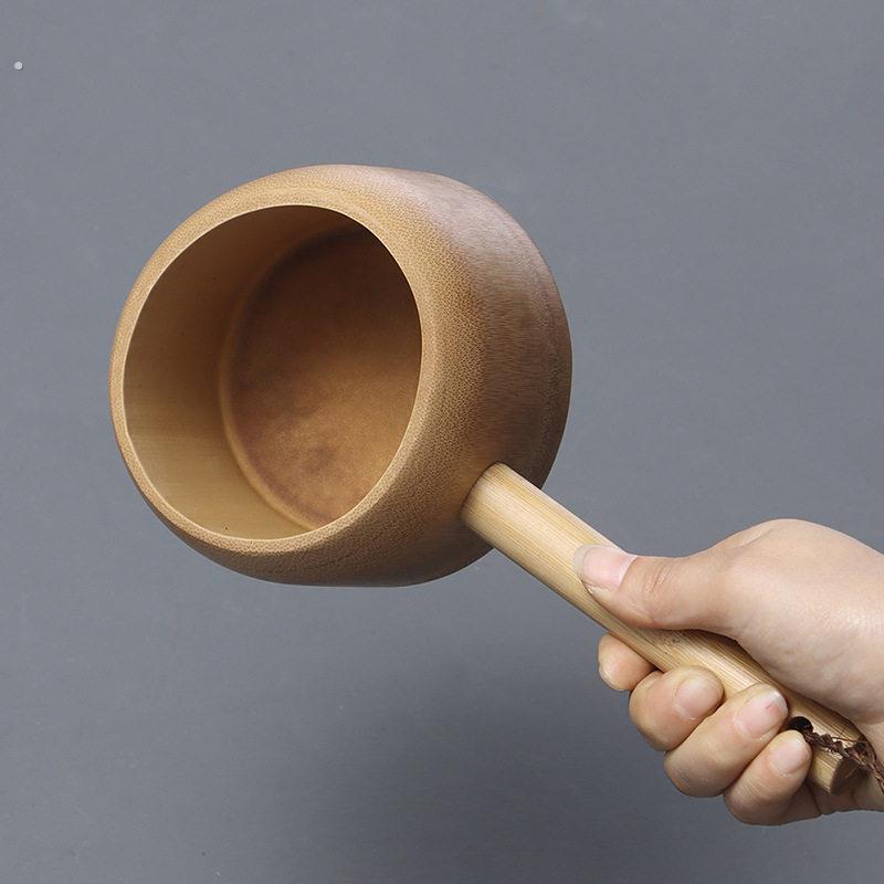 天然手工竹勺子带导流嘴茶道茶勺大汤勺舀水瓢茶艺带鸭嘴打豆浆勺