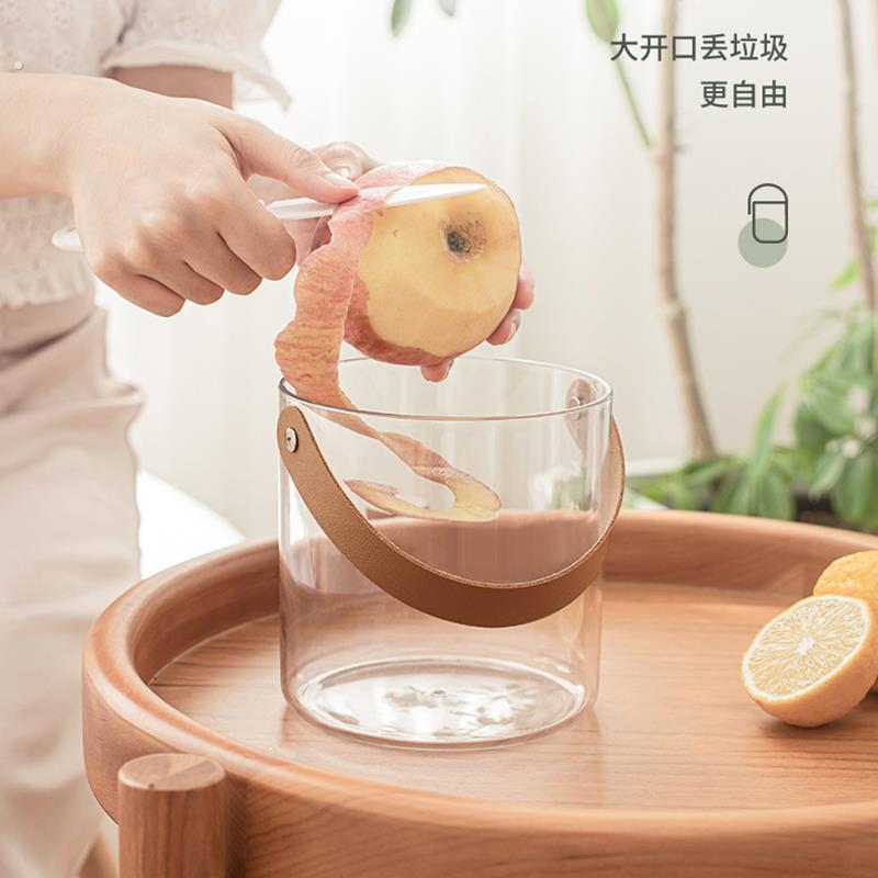 办公室桌面垃圾桶高颜值高级感透明家用小号收纳桶台面亚克力迷你