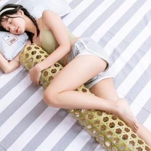 竹编抱枕竹夫人枕头睡觉夹腿竹抱枕夏季长版空心枕长条枕竹子抱枕