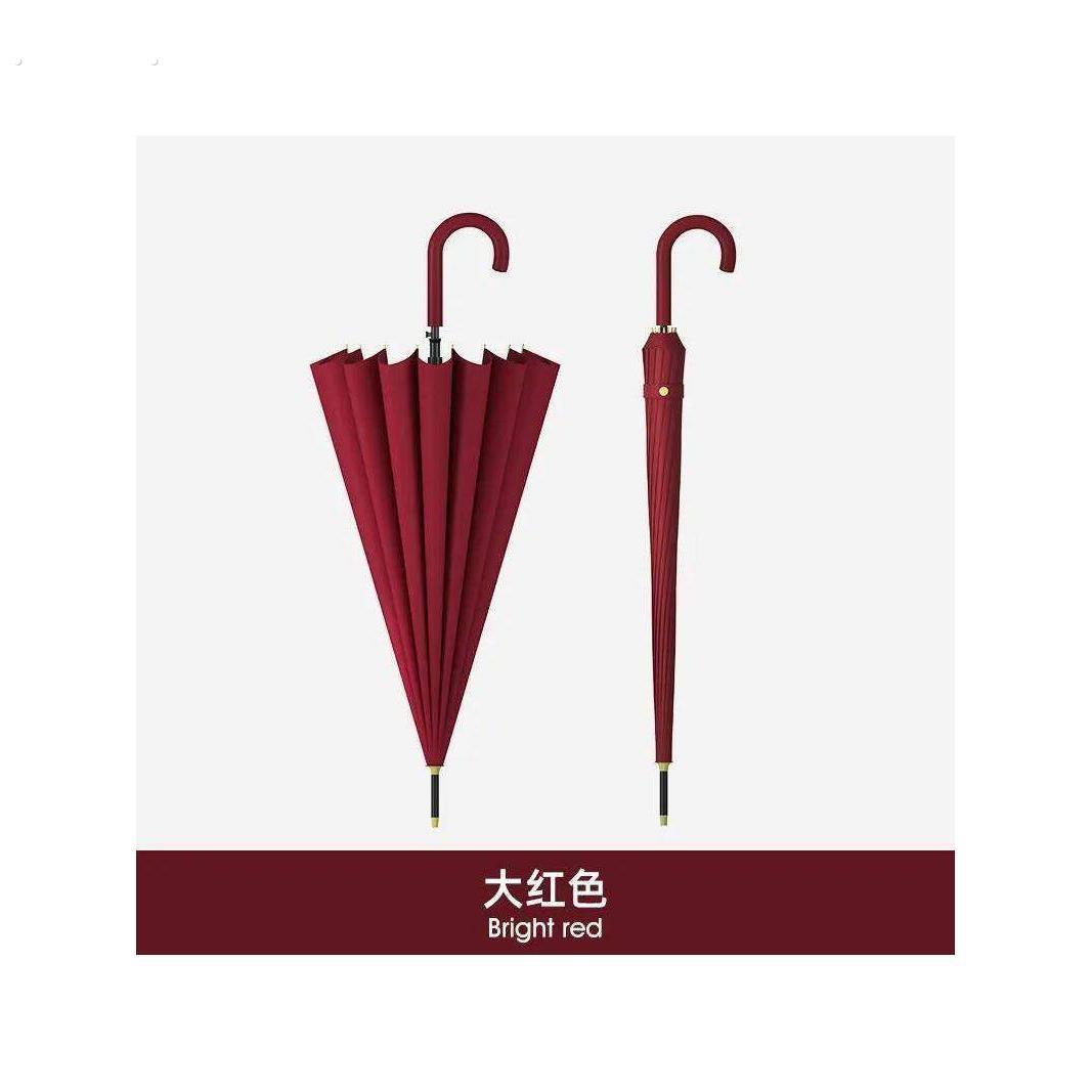 结婚用红伞一对16骨自动雨伞长杆大号直杆双人伞长柄伞