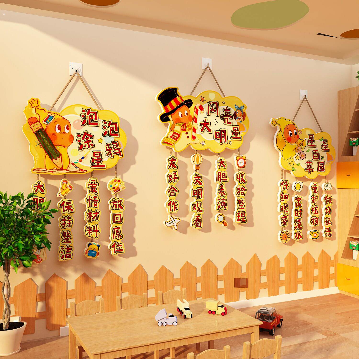 幼儿园环创主题墙成品材料大小班级益智区域规则牌教室装饰文化贴