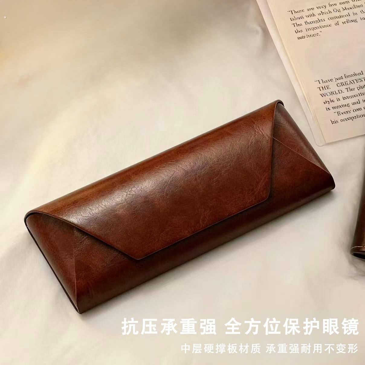 简约高级风皮面眼镜收纳盒子大容量抗压防变型可携式太阳眼镜盒男