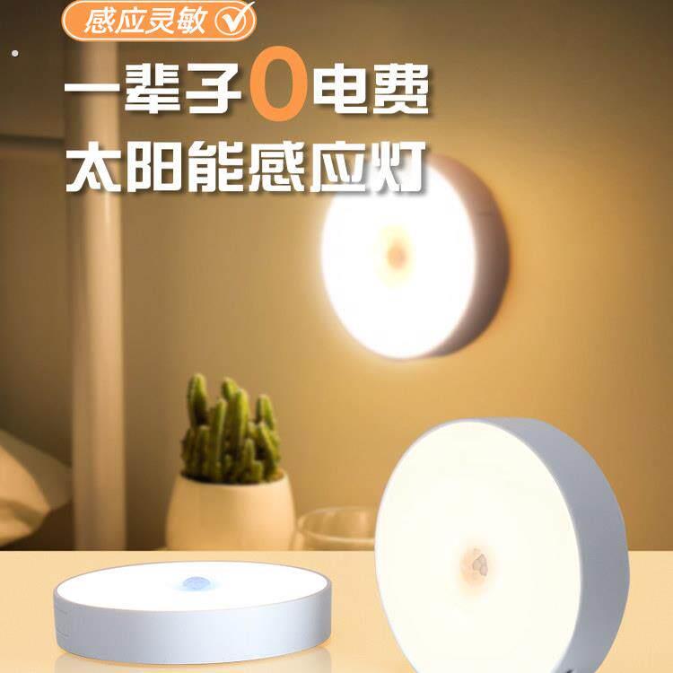 太阳能夜间人体自动感应灯人来即亮专用照明灯家用室内迷你小夜灯